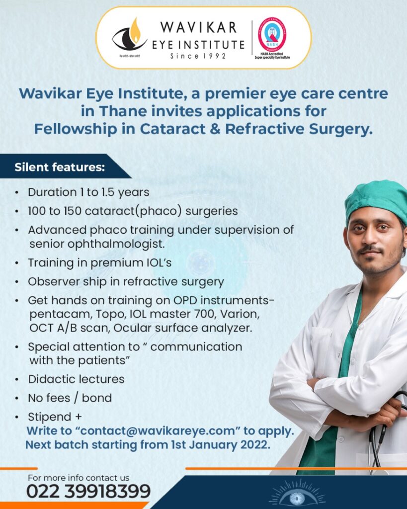 APPLICATIONS FOR FELLOWSHIP IN CATARACT & REFRACTIVE SURGERY